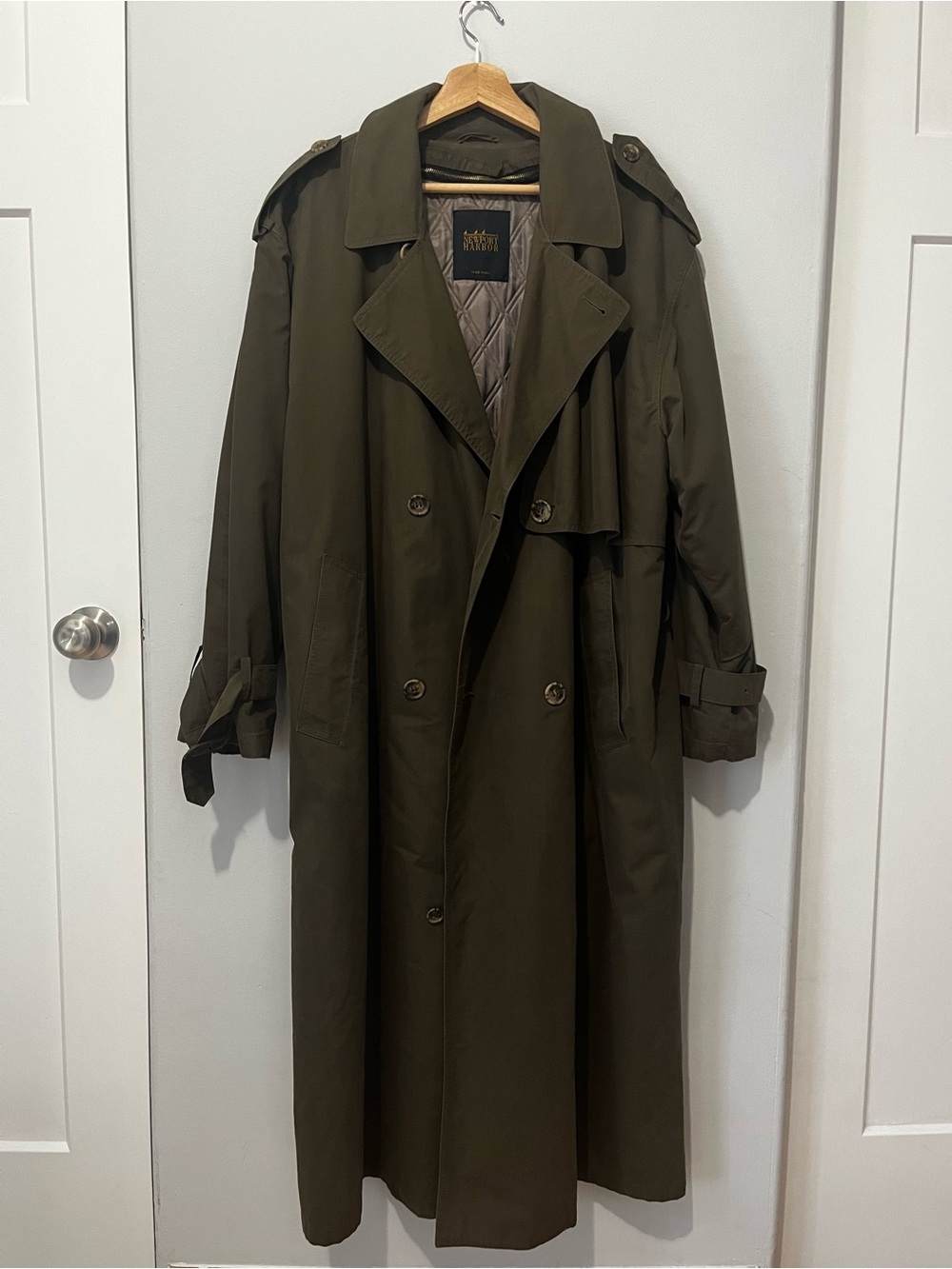 Newport Harbor Coat Men's Olive Trench Coat made in USA